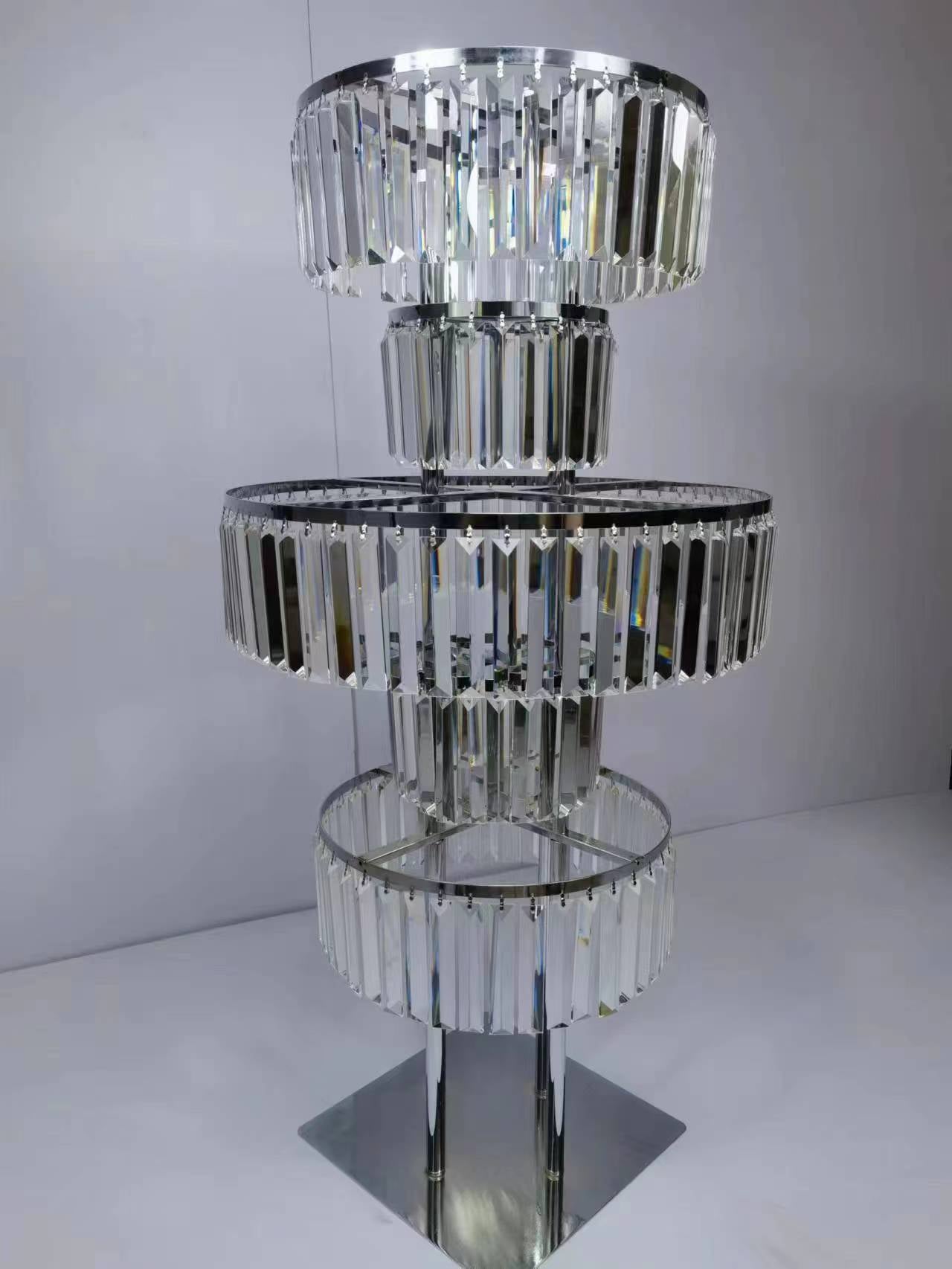 Luxury Metal Crystal Centerpiece Event Party Decor Props Tall Gold Vases Flower Stand Backdrop Stand Candelabra